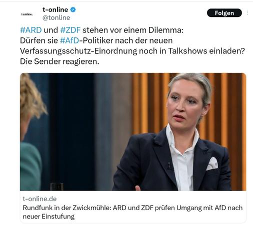 T-Online ARD und ZDF stehen vor einem Dilemma dürfen sie noch afd-politiker in Talkshows einladen?