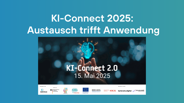 Titel und Headerbild des Blogposts

KI-Connect 2025: Austausch trifft Anwendung

Zu sehen eine strahlende Glühbirne deren linke Hälfte wie eine Gehirnhälfte geformt ist schwebend über einer Hand. Dazu KI-Connect 2.0 15. Mai 2025

Abschlussbanderole mit den Organisatoren