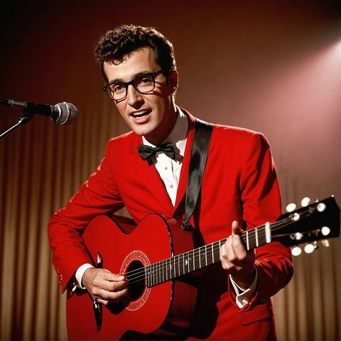 50s music art: Buddy Holly