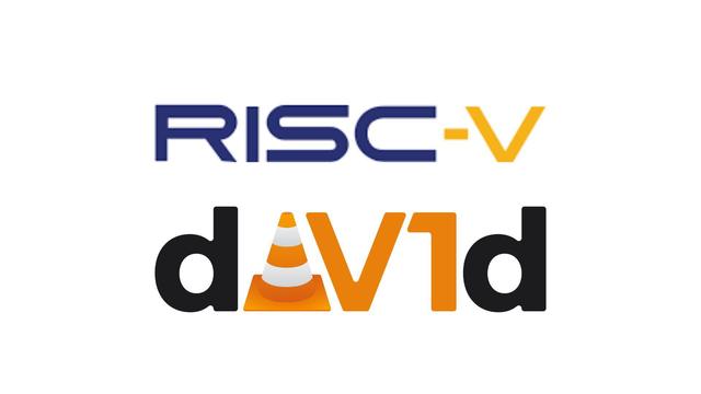 The VLC logo and the RISC-V logo on a white background.