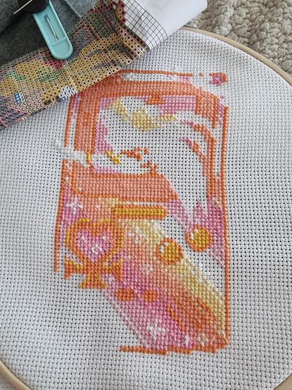 My Sailor Venus Game Boy in cross stitch project, I think I can say it's more than 50% done