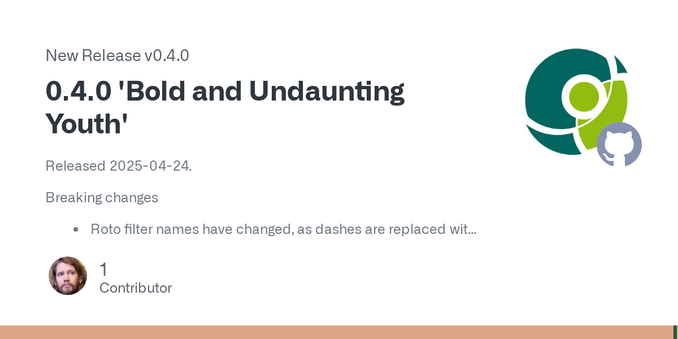 Released 2025-04-24.
Breaking changes

Roto filter names have changed, as dashes are replaced with underscores.

New

An RTR component is introduced, enabling Rotonda to receive RPKI information fr...
