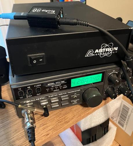 a small digital interface on top of a simple power supply on top of a transceiver set to 28.074 MHz a small digital interface on top of a simple power supply on top of a transceiver set to 28.074 MHz