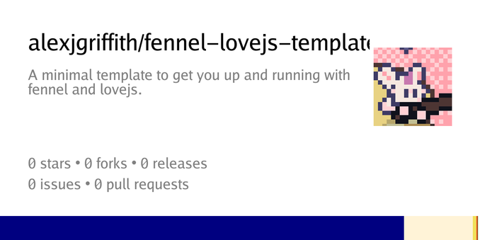 Summary card of repository alexjgriffith/fennel-lovejs-template Summary card of repository alexjgriffith/fennel-lovejs-template