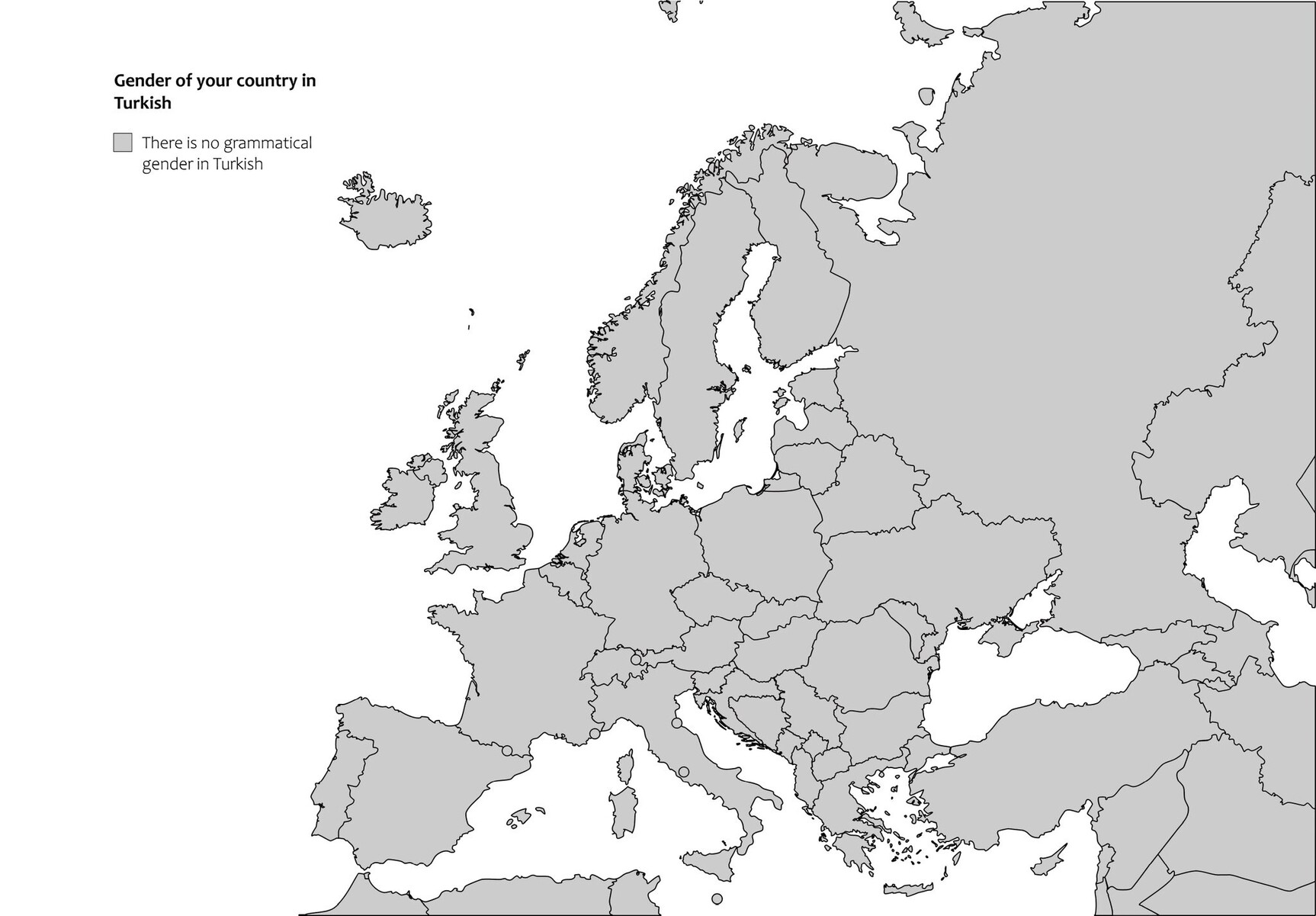 Gender of your country in Turkish:
There is no grammatical gender in Turkish