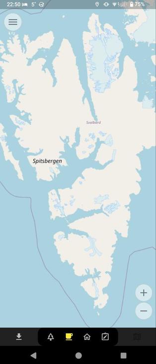 Zoomed out map of Spitsbergen (northern Norway) inside Every Door.