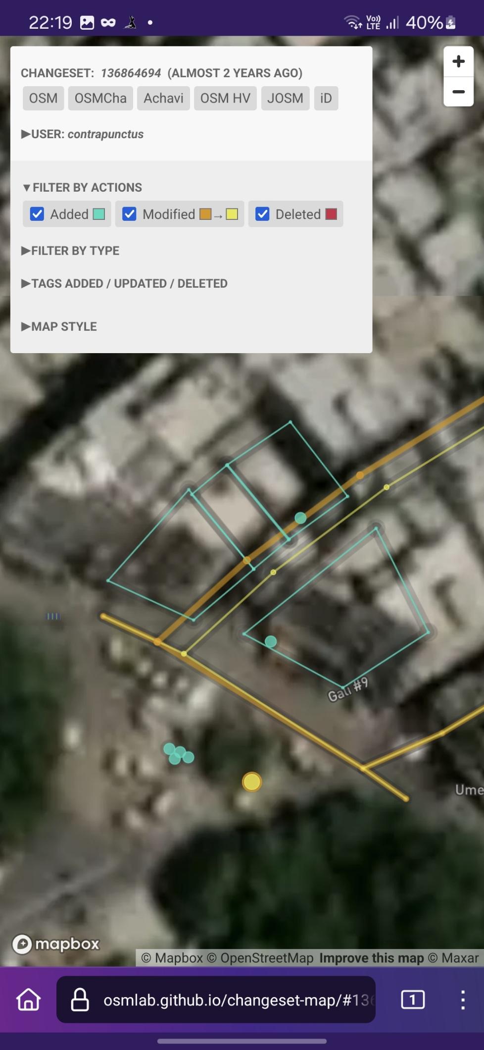 Screenshot of Changeset Map, visualizing the changes made. I've added 4 apartment buildings, in addition to tweaking some streets, and adding 4 surveillance cameras, 2 POIs, and an alternative name to the junction. Screenshot of Changeset Map, visualizing the changes made. I've added 4 apartment buildings, in addition to tweaking some streets, and adding 4 surveillance cameras, 2 POIs, and an alternative name to the junction.