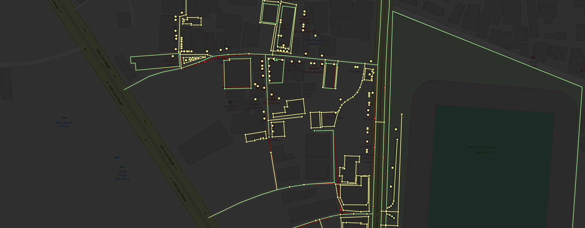 A view of the features added and/or modified during the mapping party on Achavi. A view of the features added and/or modified during the mapping party on Achavi.
