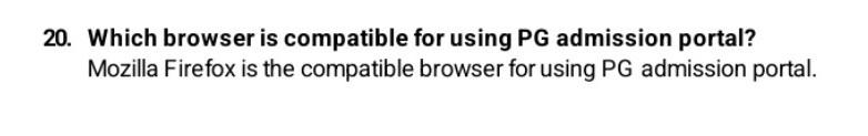 FAQ of IIT Delhi: "Which browser is compatible for using PG admission portal?
Mozilla Firefox is the compatible browser for using PG admission portal."