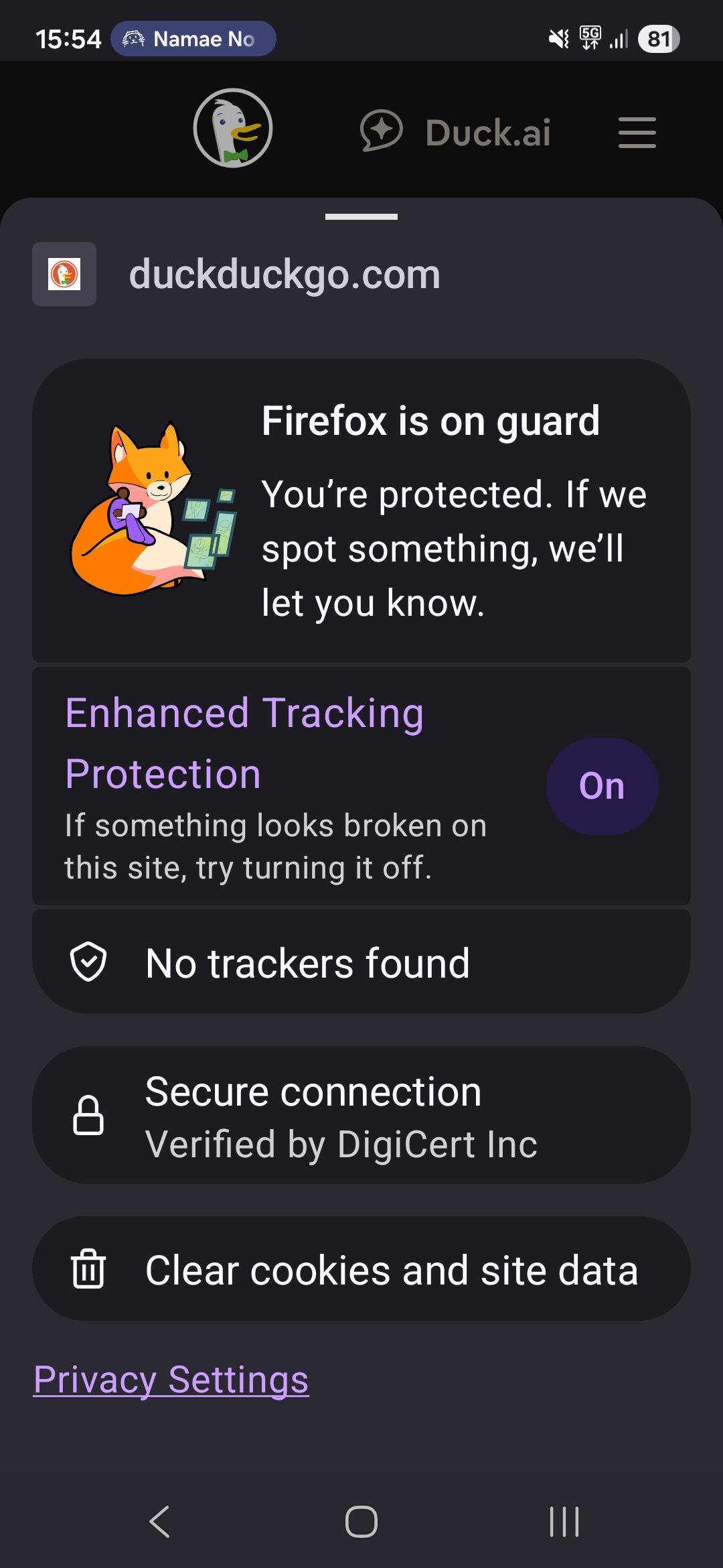 Firefox for Android's new "padlock" screen