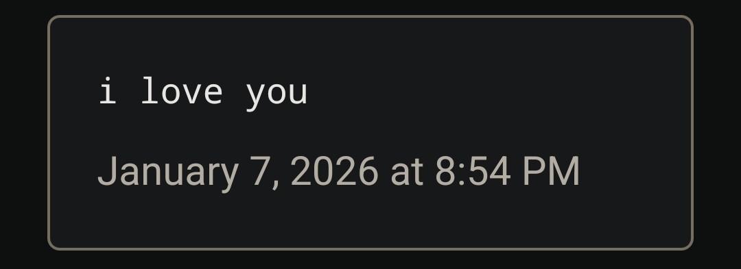 7 January 2026 at 20:54 - i love you