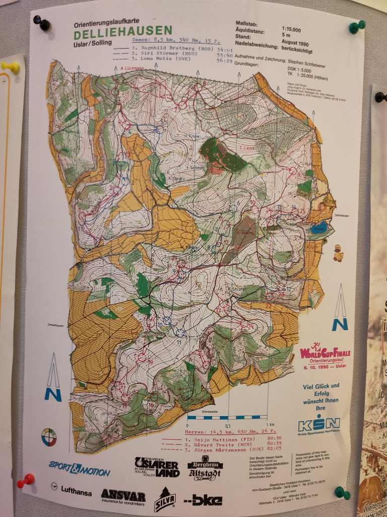 An orienteering map that shows World Cup route choices