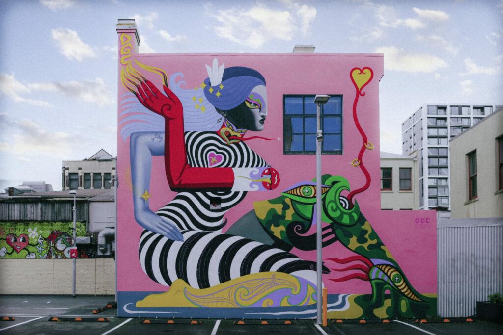 Colourful mural in Wellington, New Zealand.