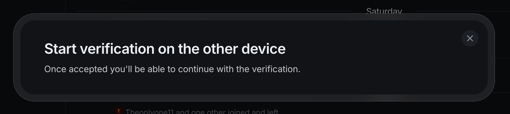 Screenshot from element.io: "Start verification on the other device"