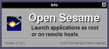 A screenshot of the info panel of the open Sesame application