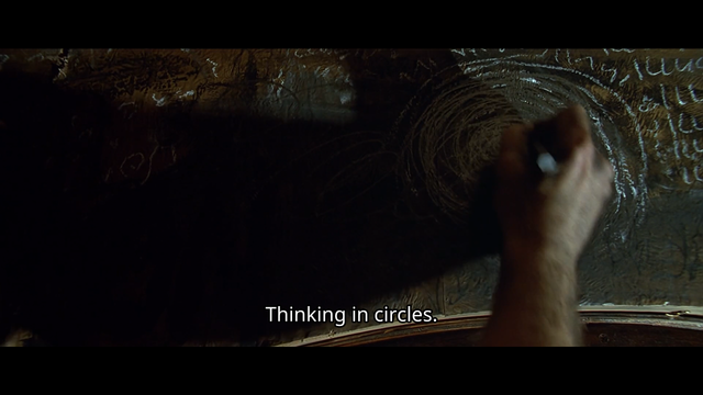 "Thinking in circles." says the madman.