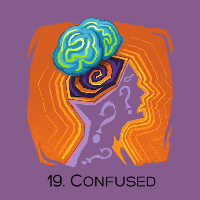 Screen recording drawing Confused of a person with their brain floating out of their head.