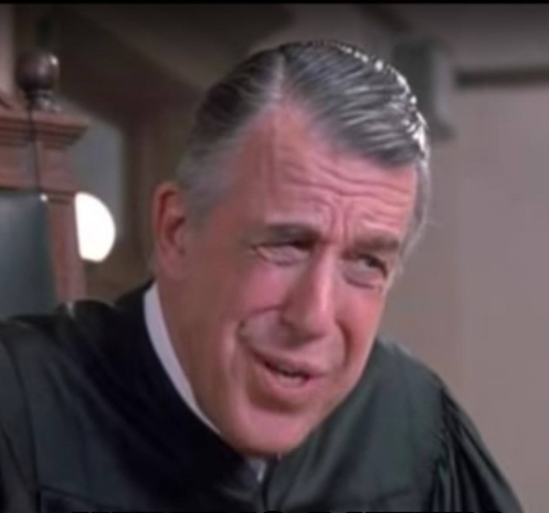 Fred Gwynne as the judge in My Cousin Vinny. He is looking perplexed.