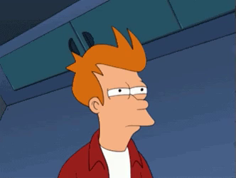 Gif of Fry from futurama squinting his eyes because of disdain