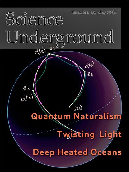 Referenced in 'Science Underground' for May '26:
Quantum Naturalism:
"We show that the Schrödinger's equation of quantum mechanics and the Hamilton-Jacobi equation of classical physics are actually identical given a suitable computation of density,"
backround image:Construction applied to a geodesic polygonal with k=4. ‘Weak elastic energy of rectifiable curves in the sphere’ https://doi.org/10.1098/rspa.2025.0782
Twisting Light:
reveals that light can develop chiral behavior—meaning it can act like a left or right hand—while traveling freely through space. This, the team says, could ultimately lead to a world where light carries information, probes biology, manipulates matter and protects quantum signals
"Light, it turns out, has its own version of this "hole count"—a hidden topological fingerprint buried in the way its polarization is arranged. This fingerprint doesn't disappear as light travels. Instead, it quietly guides how the beam evolves."
https://phys.org/news/2026-04-space-boost-links.html
Deep Heated Oceans:
research group found sea level rise since 2016 could not be explained until they included the effects of deep-sea warming. That warming now accounts for 04 mm/year, about 10% of sea level rise.
"The next step,will be to determine whether the recent deep ocean change is due to internal climate variability, forced anthropogenic response or a combination of both."
https://agupubs.onlinelibrary.wiley.com/doi/10.1029/2025EF007403