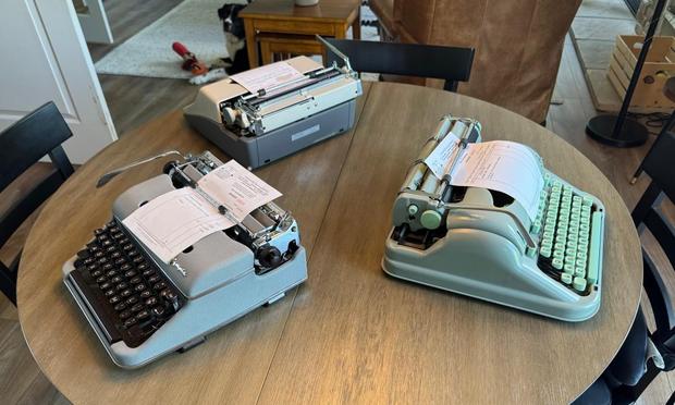 3 manual typewriters on my kitchen table