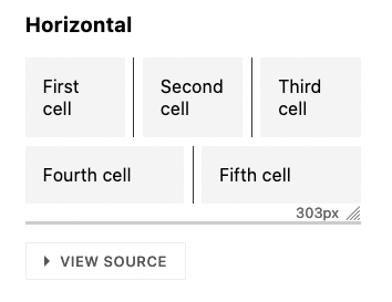 Horizontal

A list of five cells spread across two rows with horizontal borders between them.