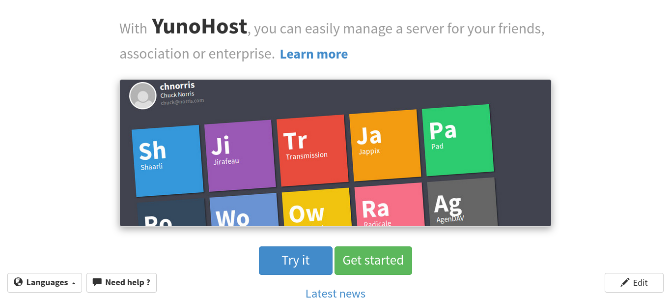 Yunohost GNU/Linux, a server operating system based on Debian with easy to use GUI designed for self-hosting purposes and enabling everyone to have their own servers. See https://yunohost.org.