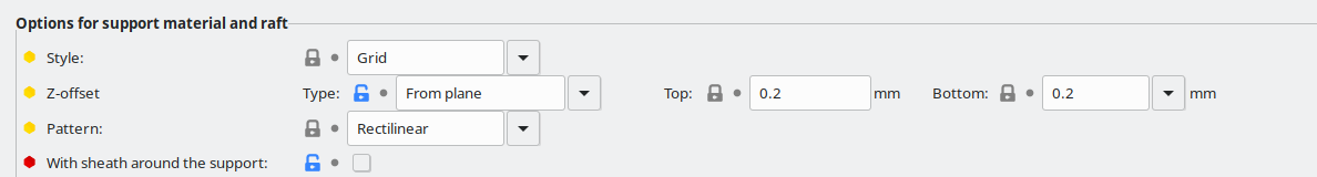 super-slicer settings showing interfacing vertical distance of 0.2mm, which doesn't really work in this case.