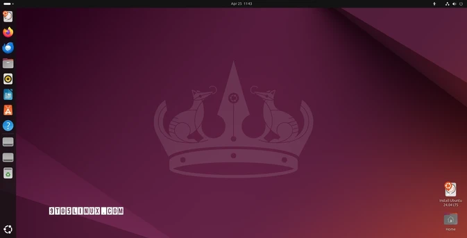 Screenshot of Ubuntu 24.04 LTS showing the main desktop.