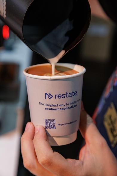 cup of coffee sponsored by restate