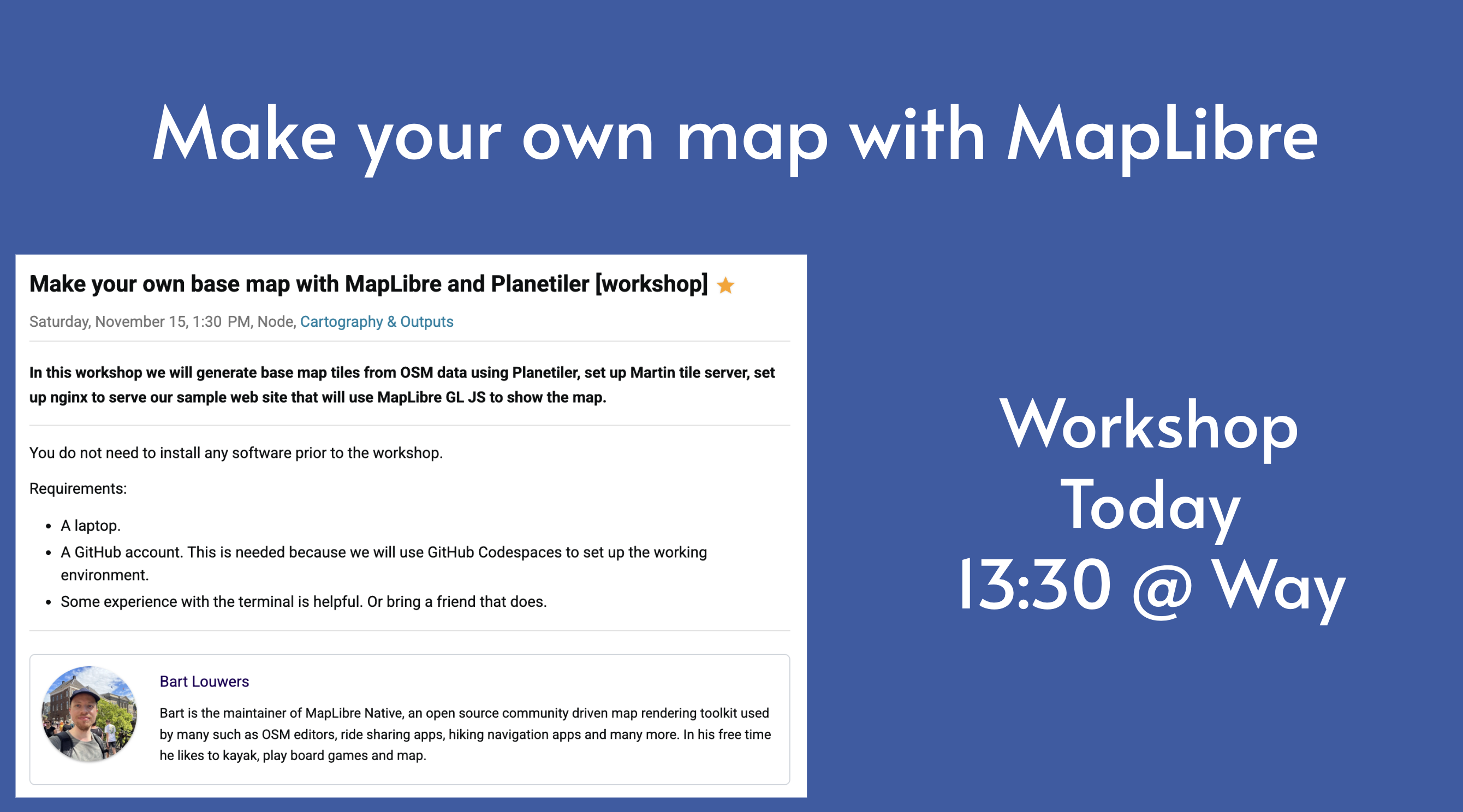 Workshop MapLibre 13:30 @ Way