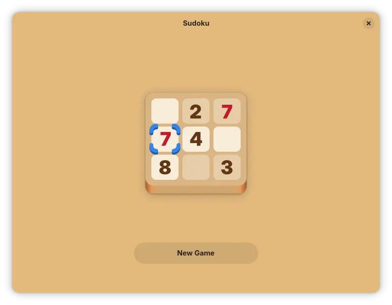 A picture of the icon with a mustard yellow background. The icon shows a representation of sodoku.