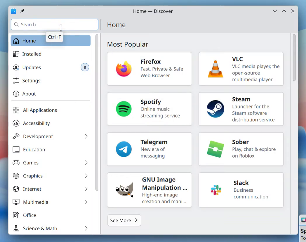Screenshot of Discover.