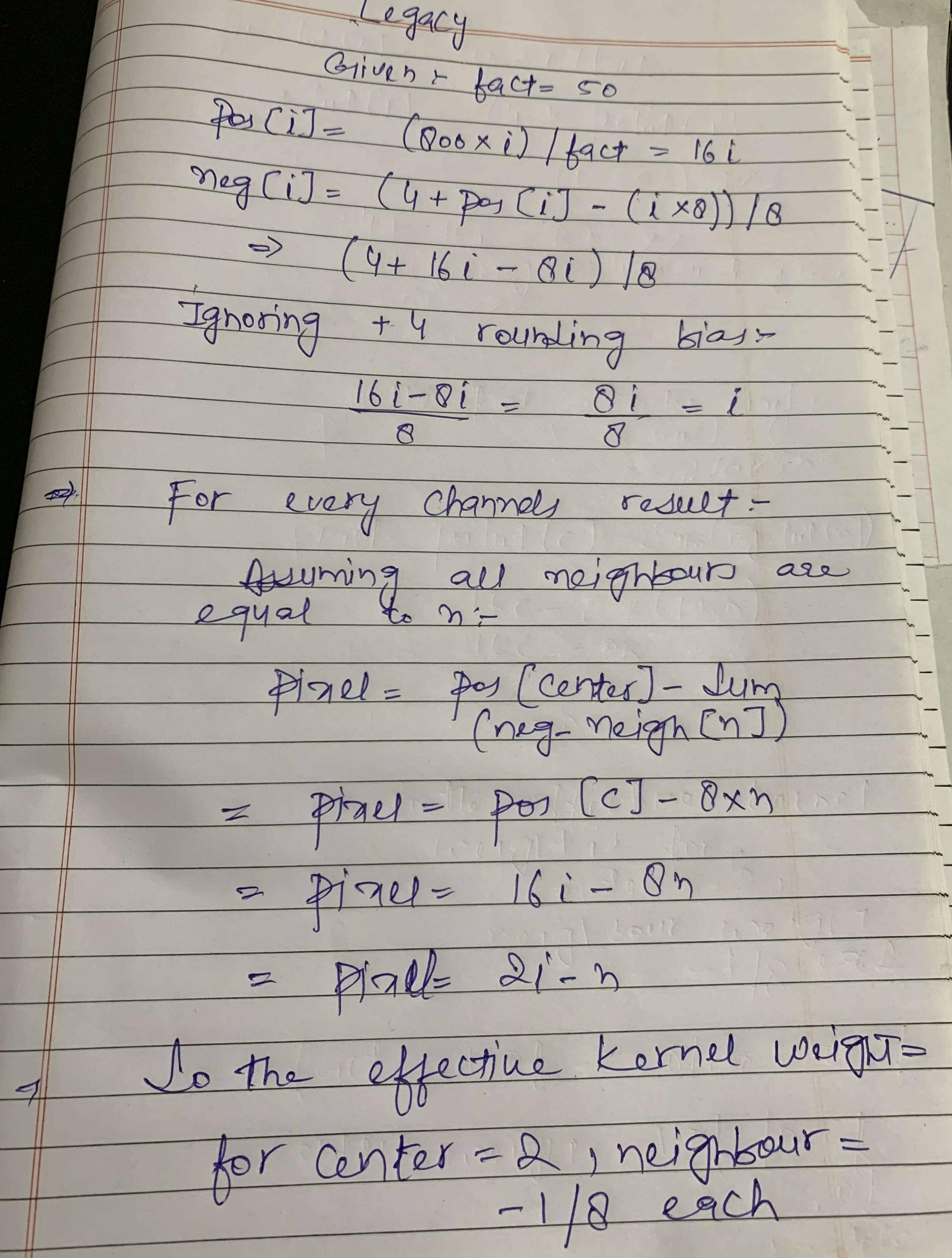 hand-written (ball-point-pen) calculations on lined notepaper