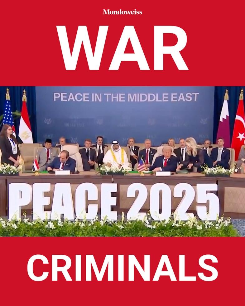 picture by Mindoweis with War Criminals above and beyond picture of Cairo "Peace 2025” summit