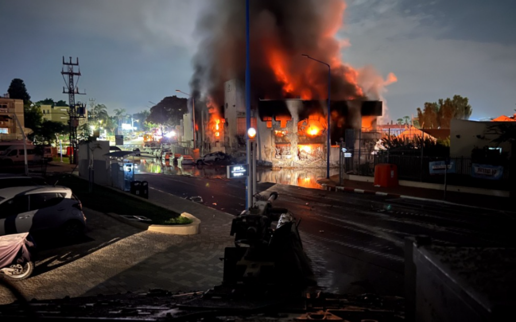 Sderot police station after IDF bombing, that killed many Israeli citizens held by Palestinians