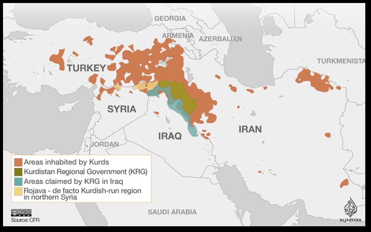 Map of what they claim to be Irania6Kurdistan, including at least 3 different minorities, such as Azeri, Lor and Bakhtiari (not to forget the Kermanshahi Kurds who have little to nothing in common with those operating in Iraq)