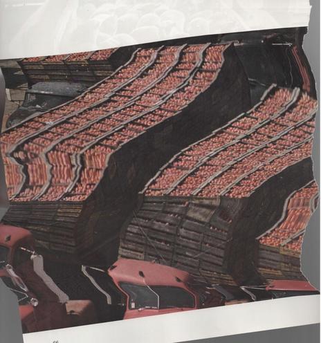 photo of trucks filled with tomatoes, wiggly from scanner fun