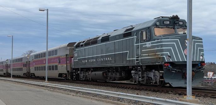 MBTA diesel in New York Central livery