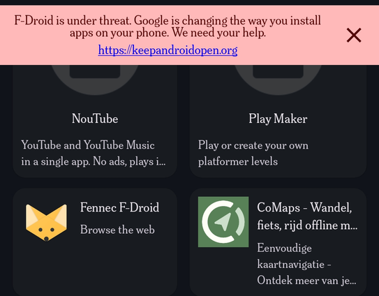 startscherm van FDroid