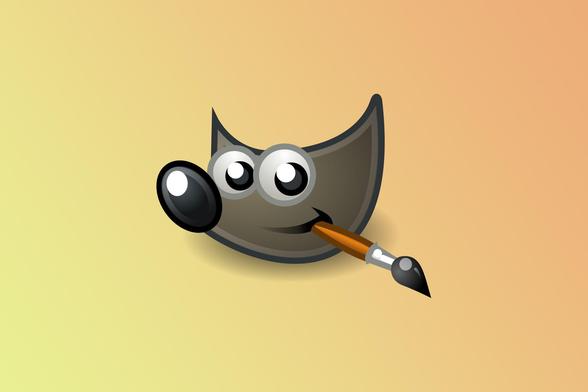 The GIMP logo set against a soft yellow/orange gradient background.