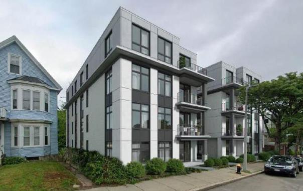 Rendering of proposed four-story apartment building