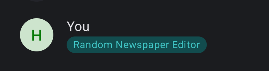 Screenshot of my user details from a group chat. I've added a new member label that says "Random Newspaper Editor", referencing the time a newspaper editor was accidentally added to a secret US government group chat that was discussing war plans.