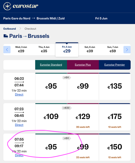 €95 to Bruxelles