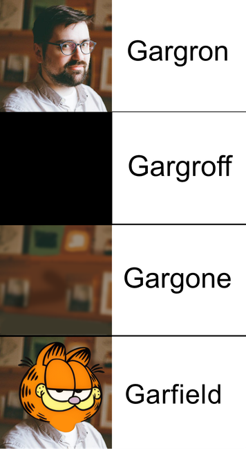 Garfield added to a meme with variations upon the Gargron nickname.
