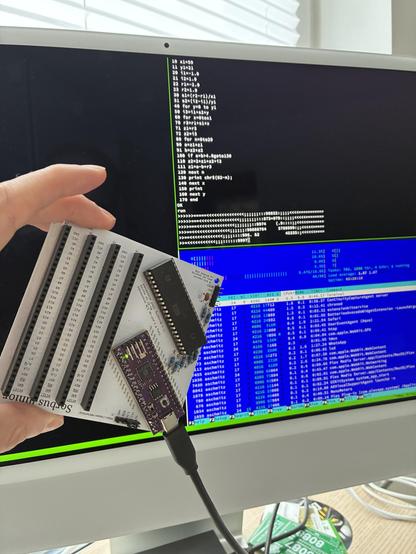The Sorbus 6502 SBC by svolli running MS BASIC which in turn is computing a Mandelbrot set, very slowly.