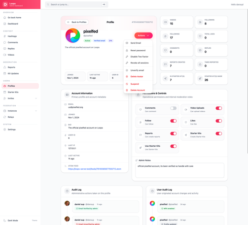 Loops Admin Dashboard
