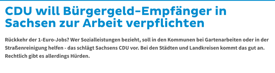 CDU will Bürgergeld-Empfänger in Sachsen zur Arbeit verpflichten