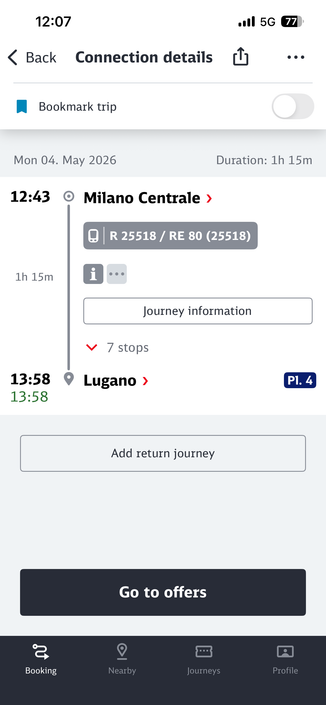 DB Shows Lugano as destination