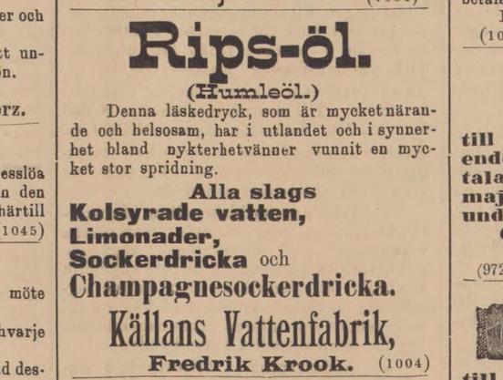 Annons för Ripsöl 1891